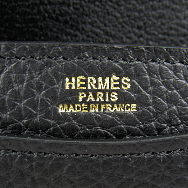 7A Hermes Togo Leather Messenger Bag Black With Gold Hardware H021 Replica - Click Image to Close